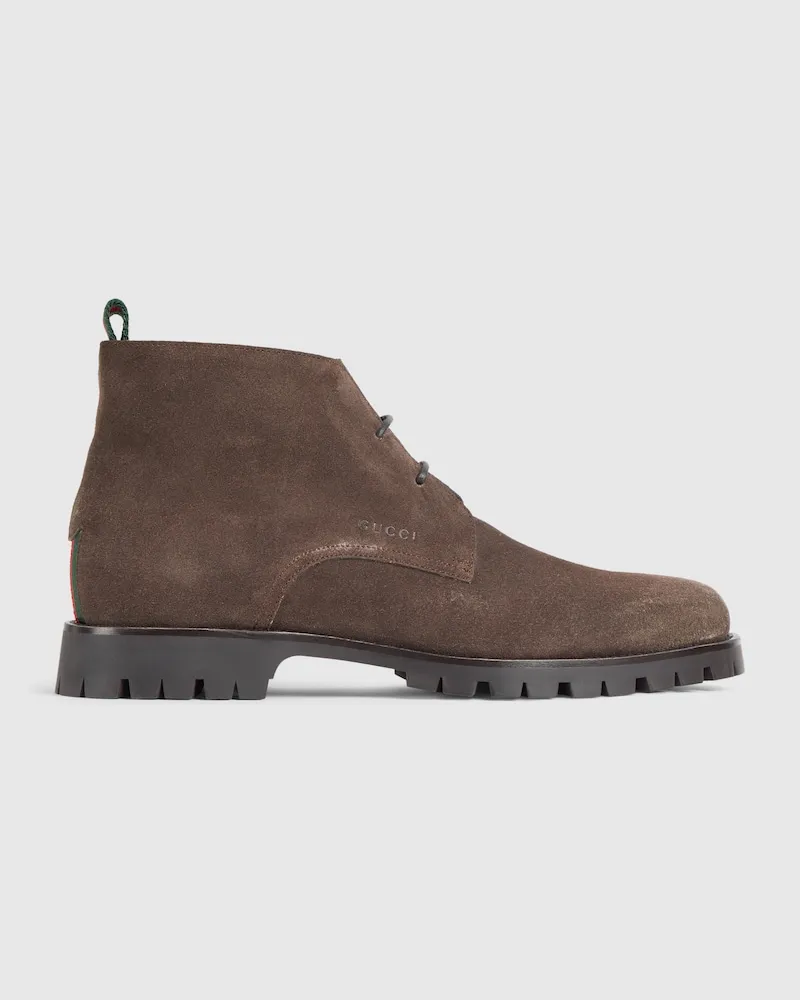 Gucci Herren-Schnürstiefelette mit Web Braun