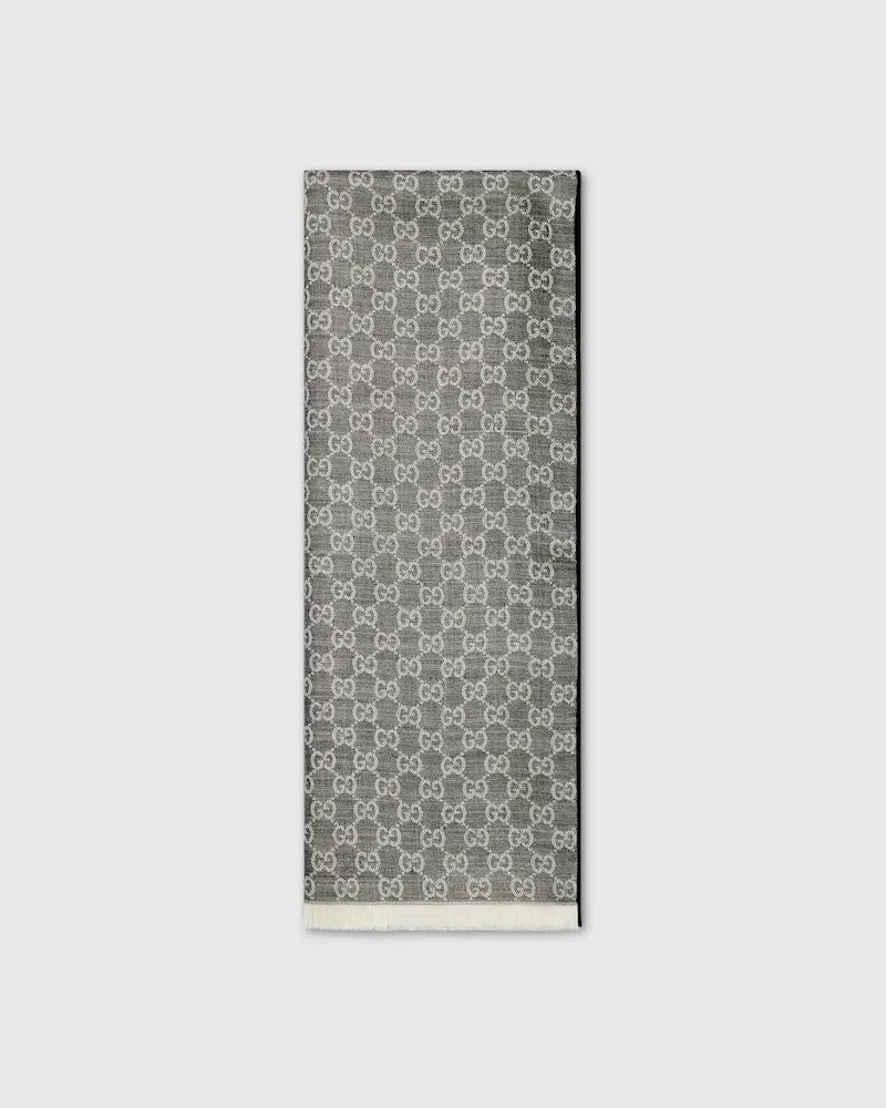 Gucci Stola aus Wolle Und Seide mit GG Jacquard Weiß