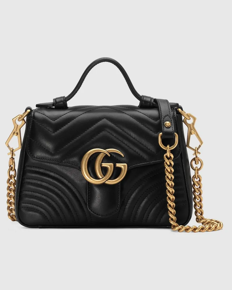 Gucci Kleine GG Marmont Henkeltasche Schwarz
