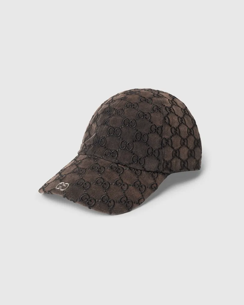 Gucci Baseballkappe aus Baumwollcanvas mit Stickerei Braun