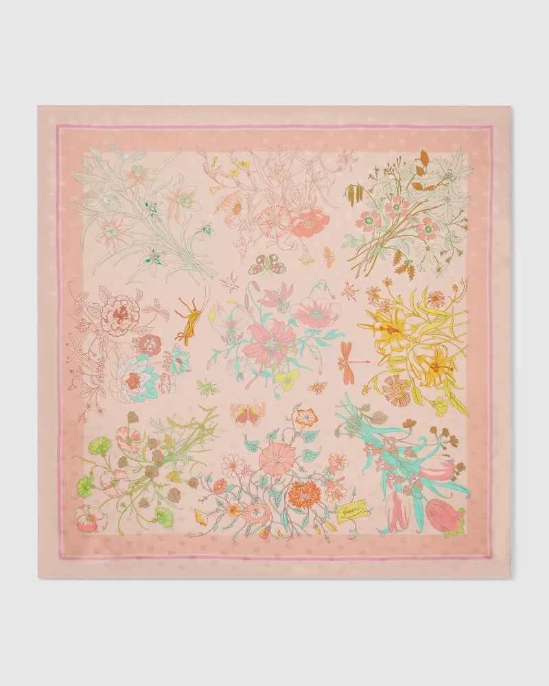 Gucci Vierecktuch aus Seidentwill mit Print Pink