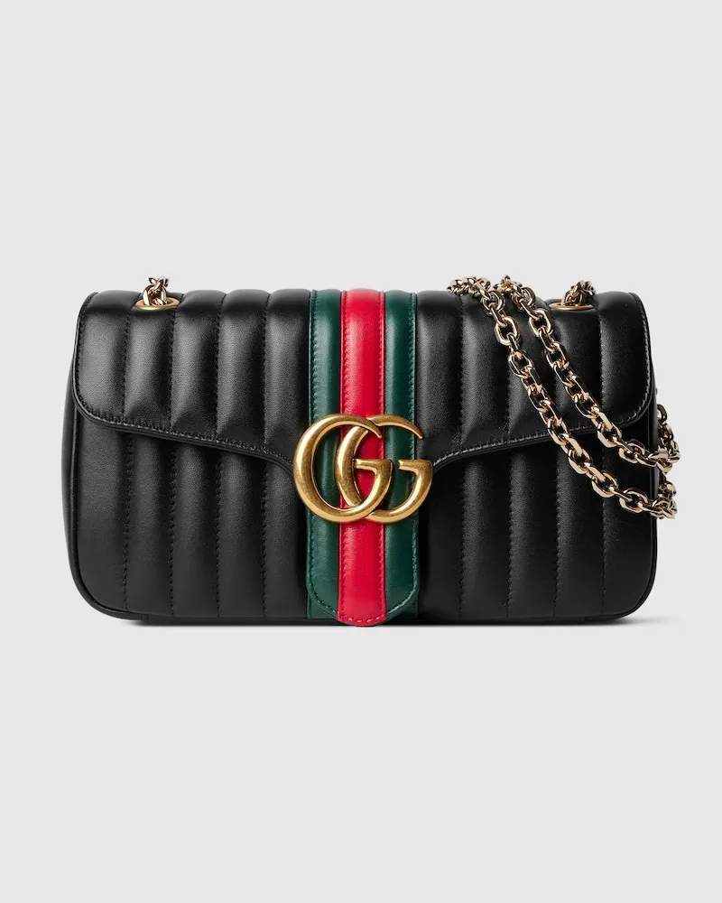 Gucci Jetset GG Marmont Mittelgroße Schultertasche Schwarz