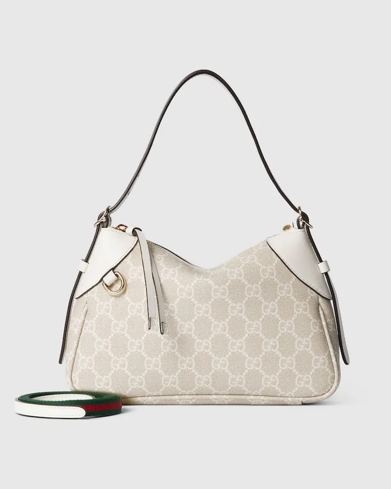 Gucci Kleine GG Emblem Schultertasche Beige