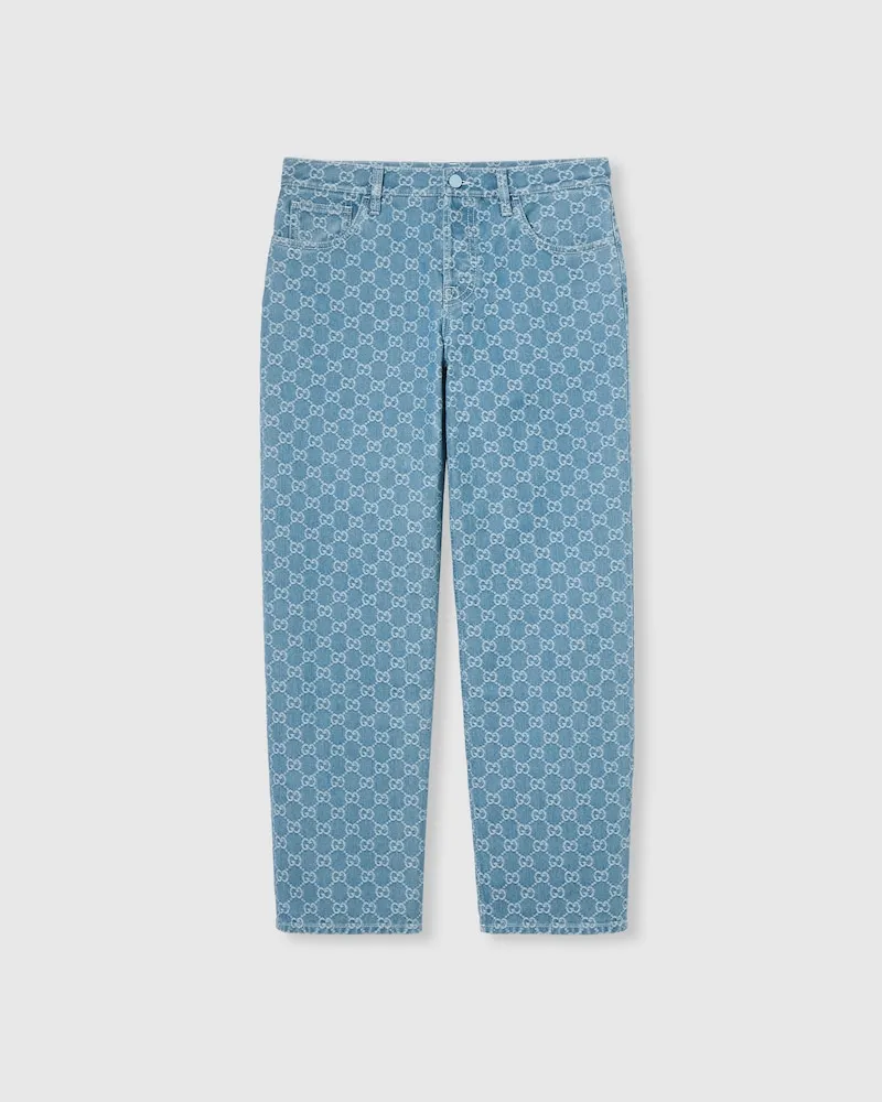 Gucci Hose aus GG Denim-Jacquard, Größe Blau