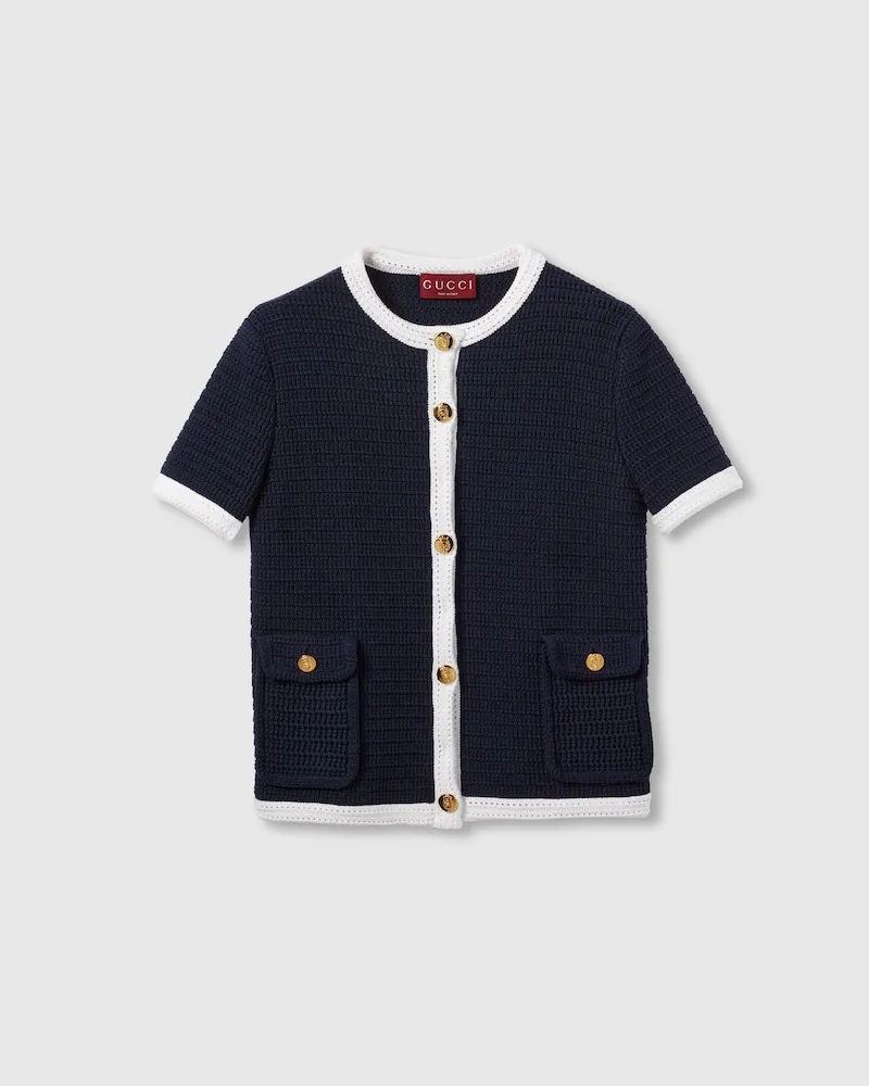Gucci Cardigan aus Feiner Baumwolle, Größe Blau