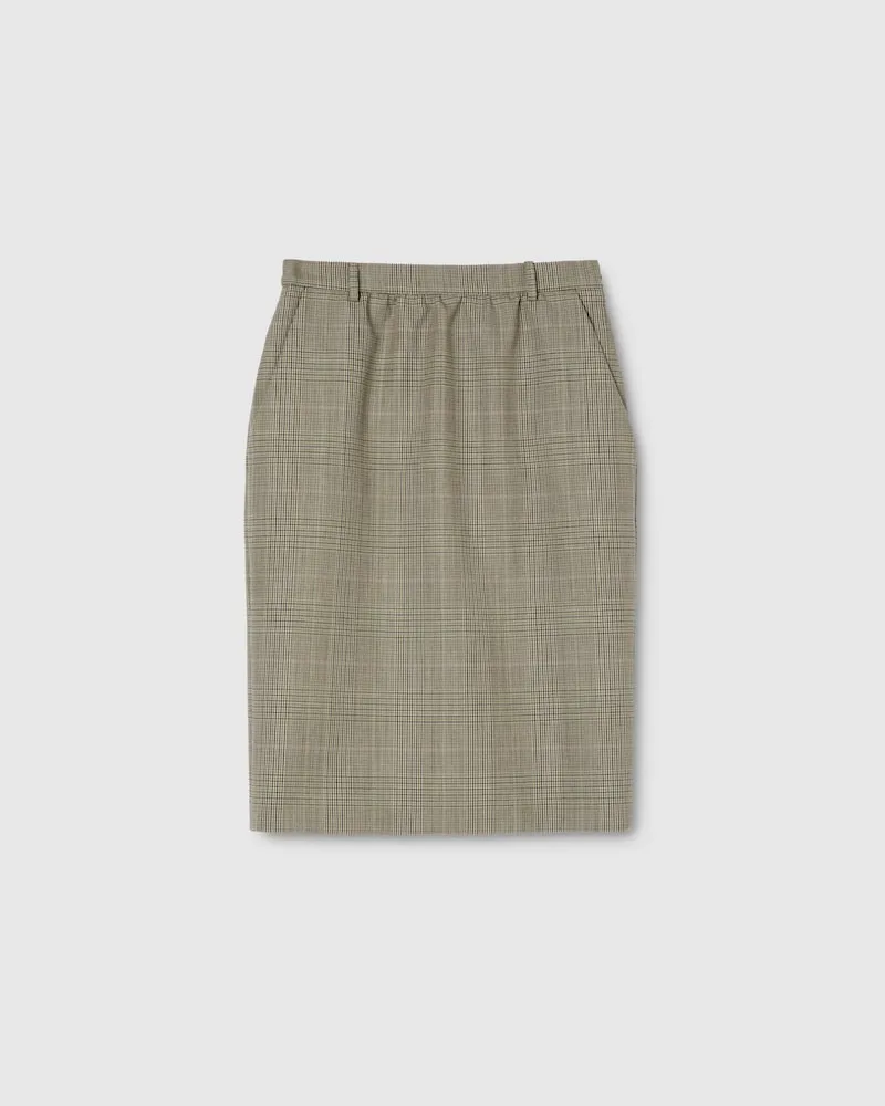 Gucci Rock aus Wolle Mit Prince of Wales-Karomuster, Größe Beige