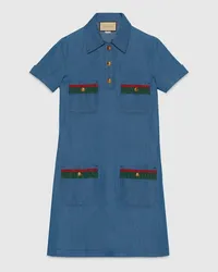 Gucci Kleid Aus Denim Mit Web Blau