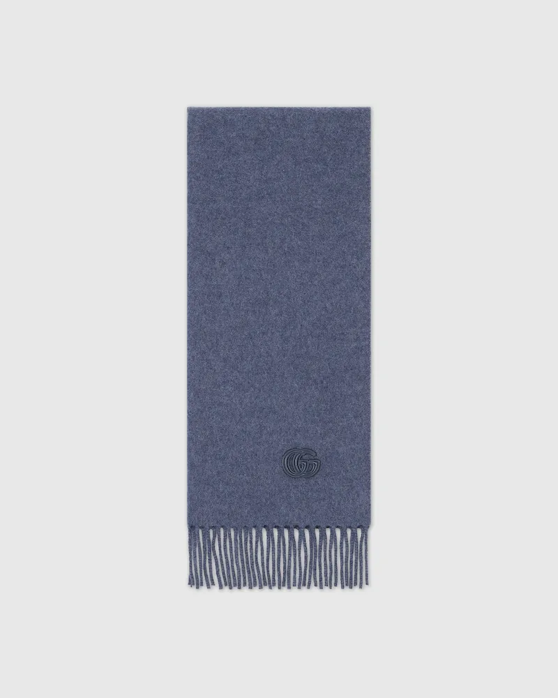 Gucci Schal aus Kaschmir Mit Patch Blau