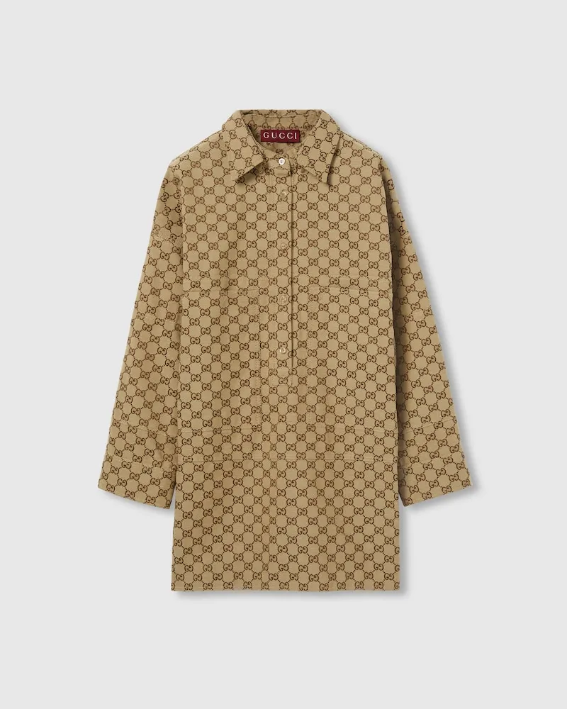 Gucci Hemdbluse aus GG Canvas, Größe Braun