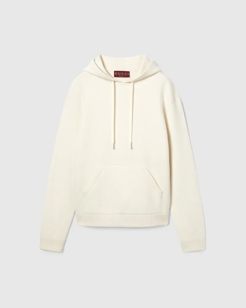 Gucci Sweatshirt aus Piqué-Strick aus Wolle Und Kaschmir, Größe Weiß