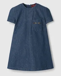 Gucci Kleid Aus Denim Mit Horsebit Blau