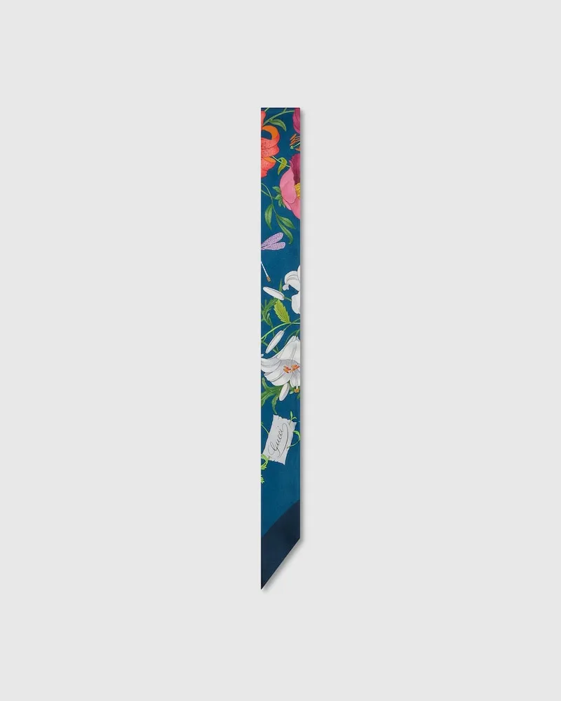 Gucci Band aus Seidentwill mit Print Blau