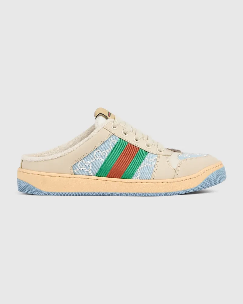 Gucci Screener Damen-Mules Mit Perlen-Motiv, Größe Blau