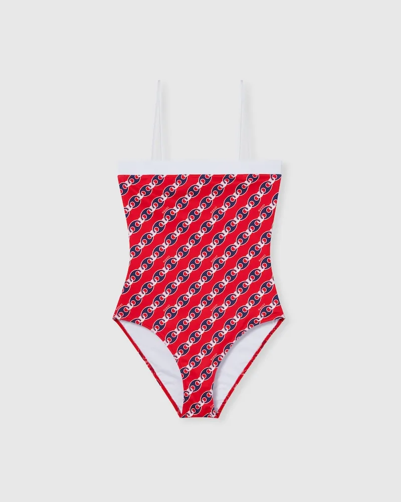 Gucci Badeanzug aus Stretch-Jersey Mit Print, Größe Rot
