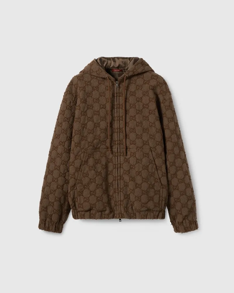 Gucci Jacke aus GG Bouclé Mit Reißverschluss, Größe Braun