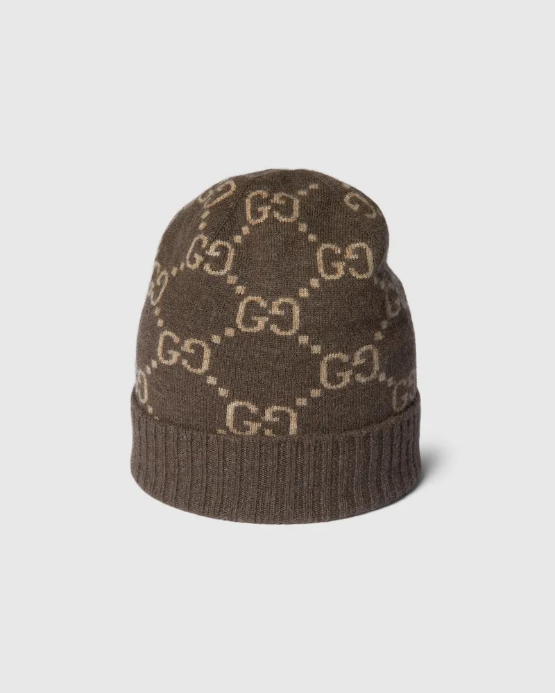 Gucci Mütze aus GG Kaschmir, Größe Braun