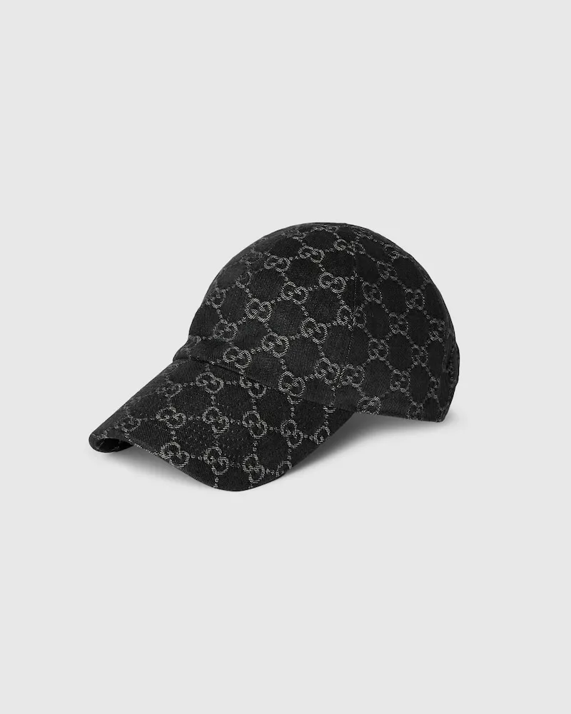 Gucci Baseballkappe aus GG Baumwoll-Denim Schwarz