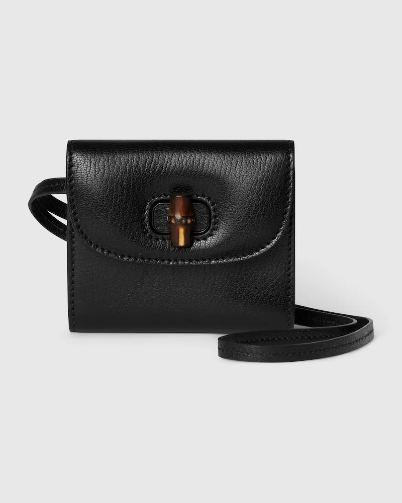 Gucci Bamboo Kartenetui Mit Riemen Schwarz