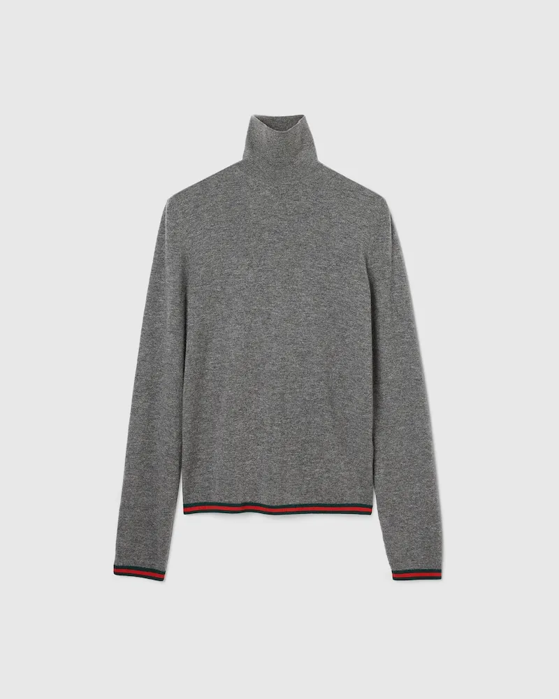 Gucci Rollkragenpullover aus Feinem, Weichem Kaschmir, Größe Grau