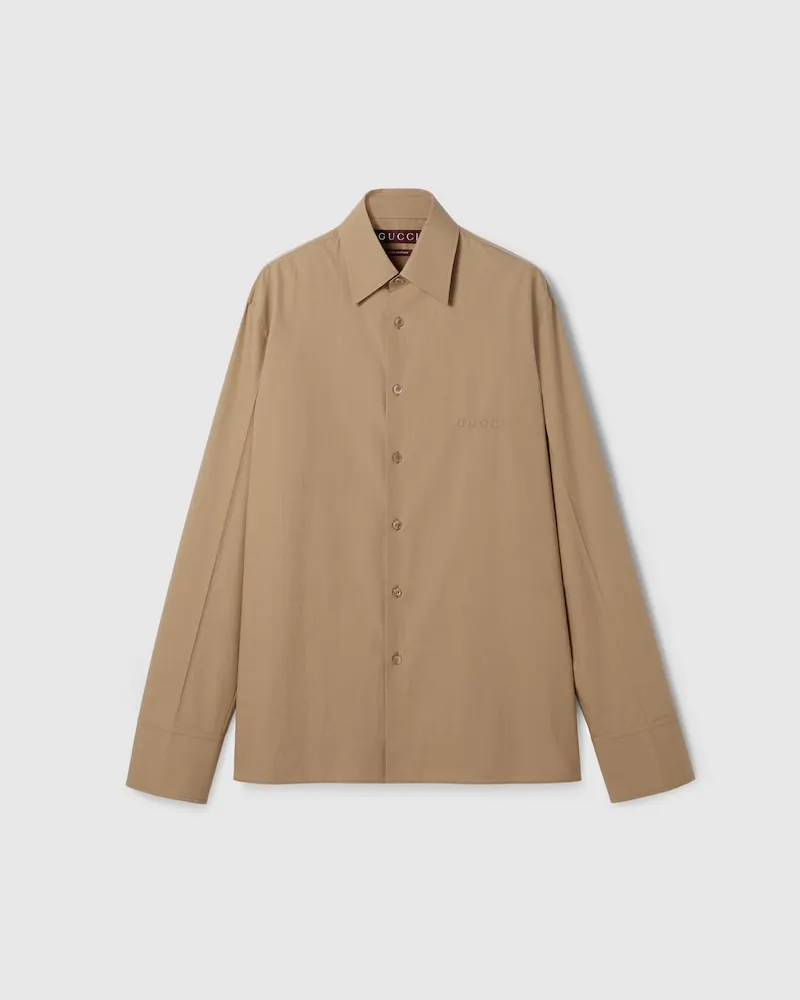 Gucci Hemd aus Baumwollpopeline Mit Prägung, Größe Beige