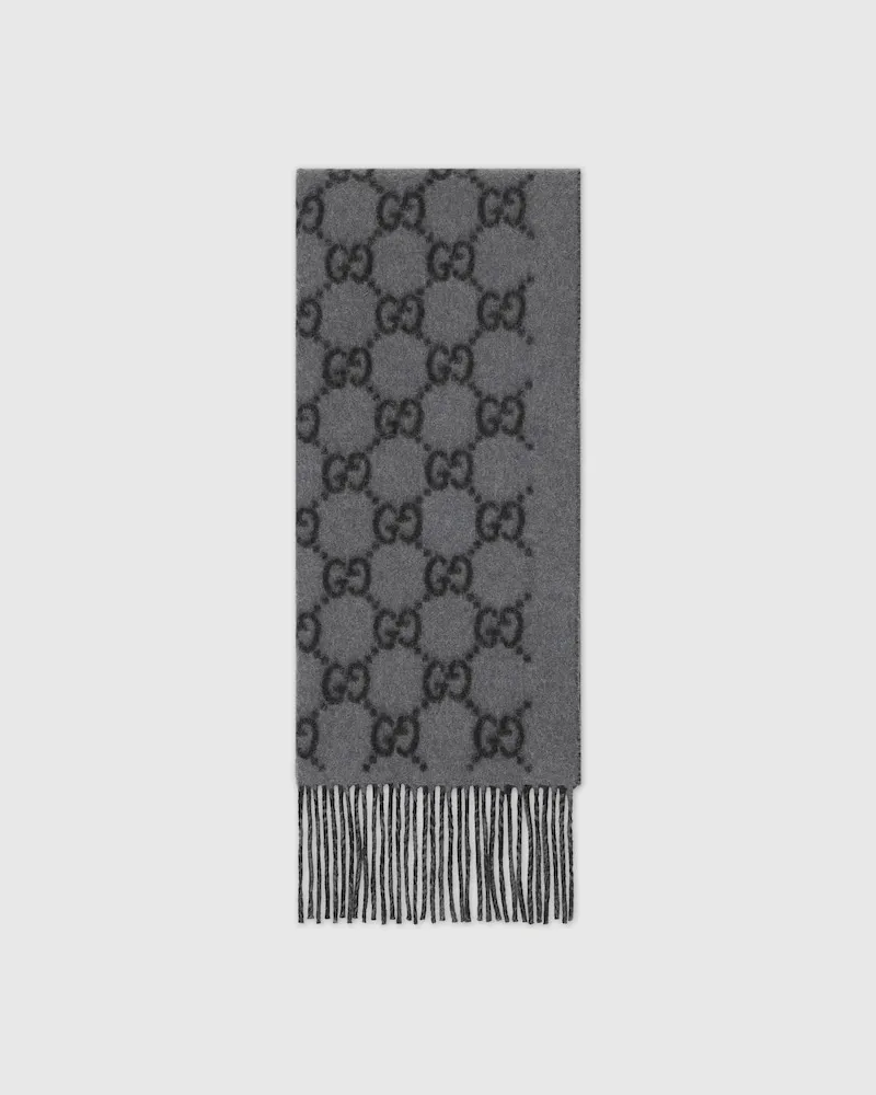 Gucci Schal aus GG Kaschmir Grau