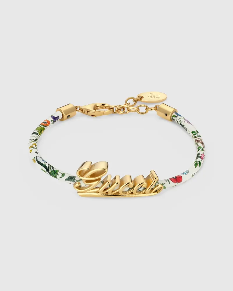Gucci Lederarmband mit Schriftzug Goldfarbenes