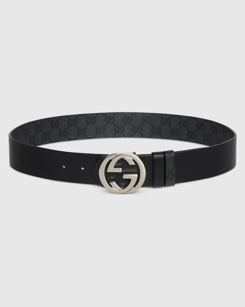 Gucci Wendbarer Gürtel mit GG Schnalle, Größe 95 Schwarz