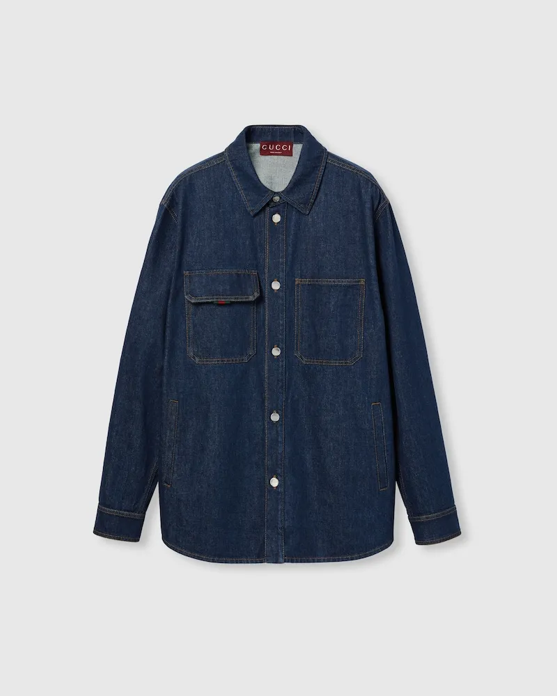 Gucci Hemd aus Denim Mit Lockerer Passform, Größe Blau