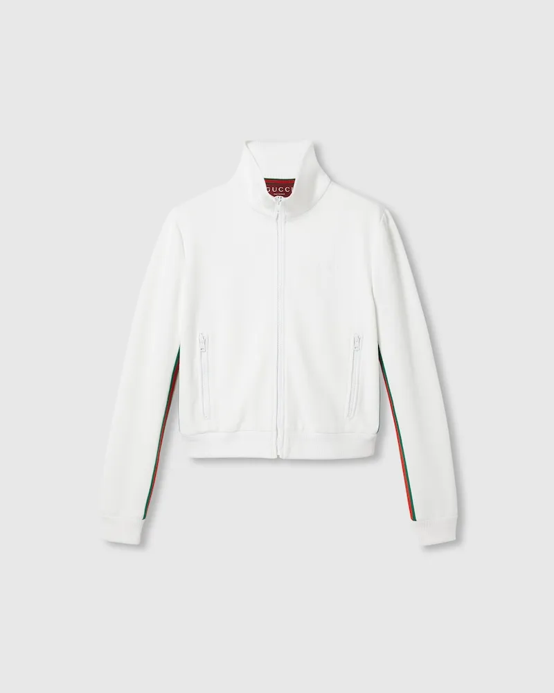 Gucci Jacke aus Jersey-Drell Mit Web, Größe Weiß