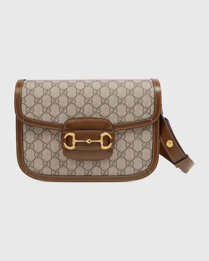 Gucci Mittelgroße Horsebit 1955 Schultertasche Beige