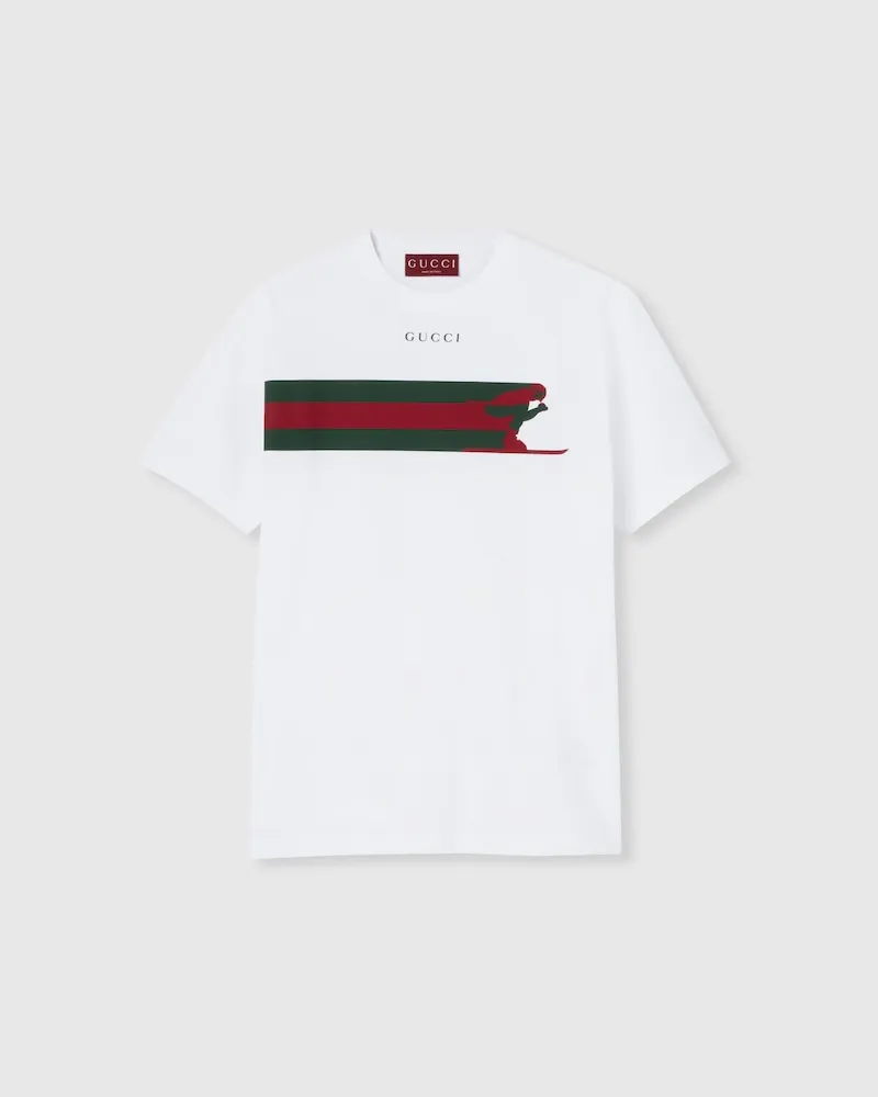 Gucci T-Shirt aus Baumwolljersey Mit Print, Größe Weiß