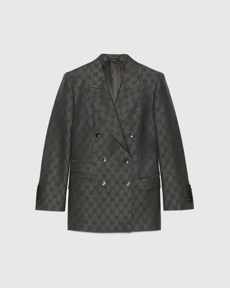 Gucci Blazer aus GG Wolljacquard, Größe Grau