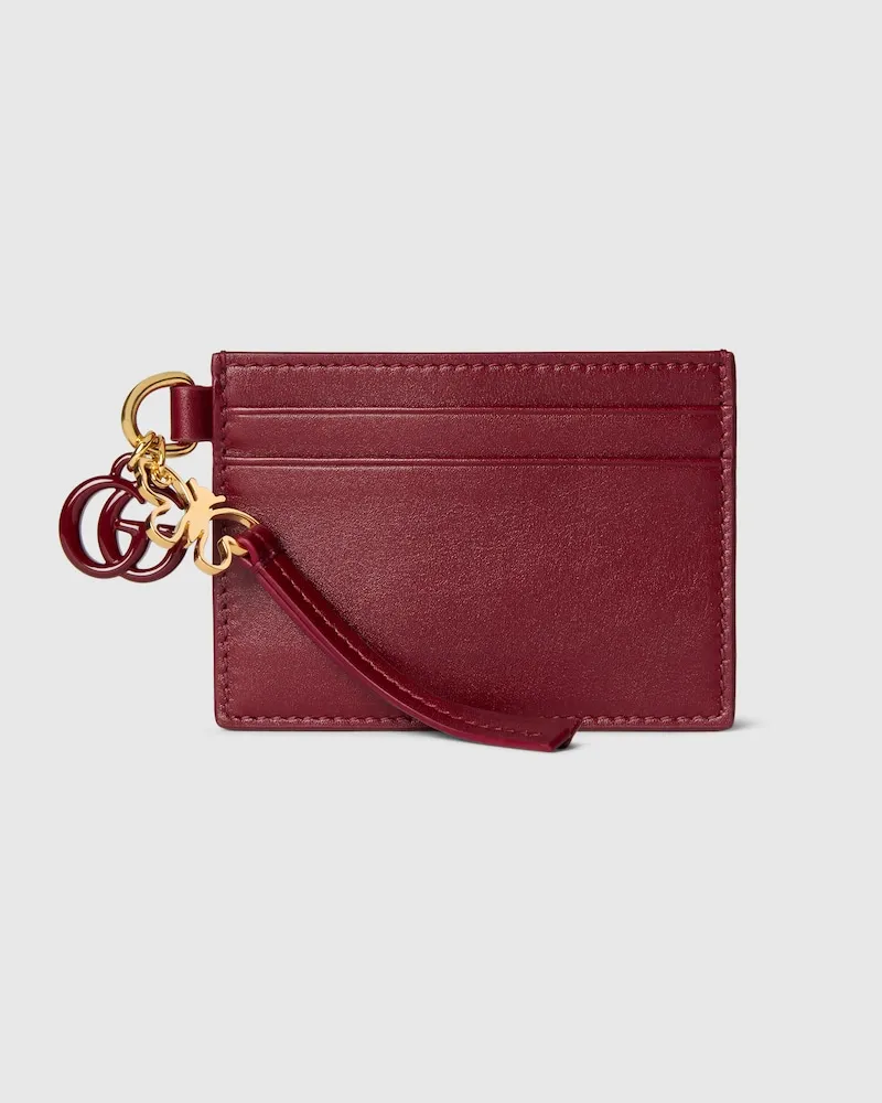Gucci Kartenetui Mit Doppel G Und Schmetterlingsanhänger Bordeauxrot