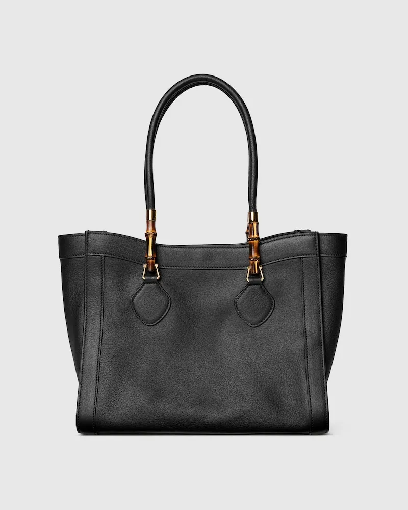 Gucci Mittelgroße Bamboo Tote Tasche Schwarz
