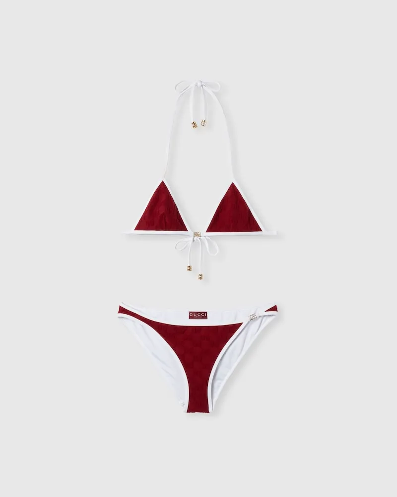Gucci Bikini aus GG Frottee, Größe Bordeauxrot