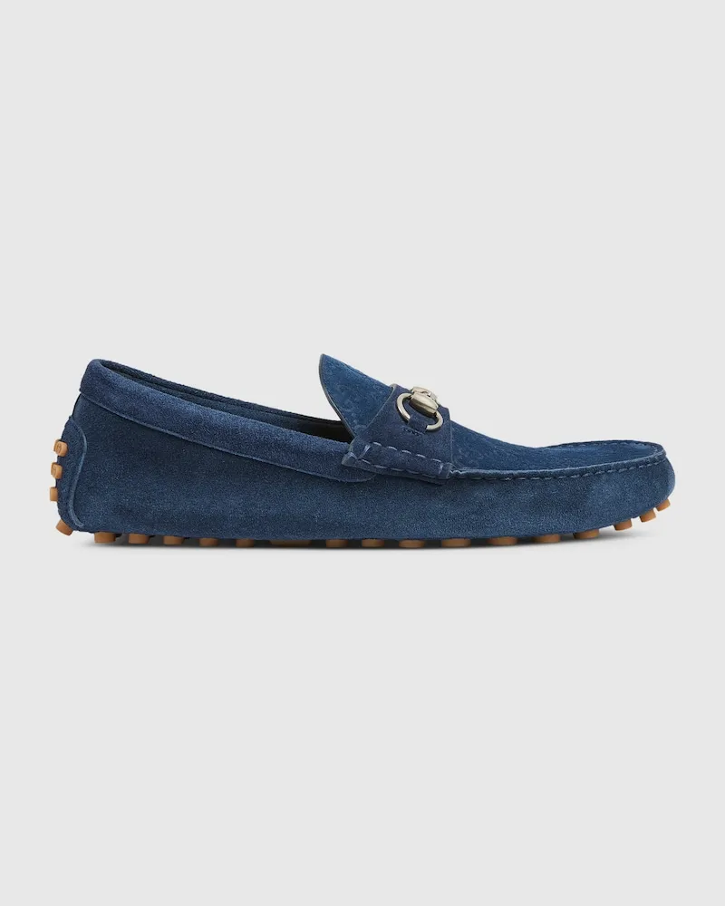 Gucci Herren-Driver-Mokassin Mit Horsebit, Größe Blau