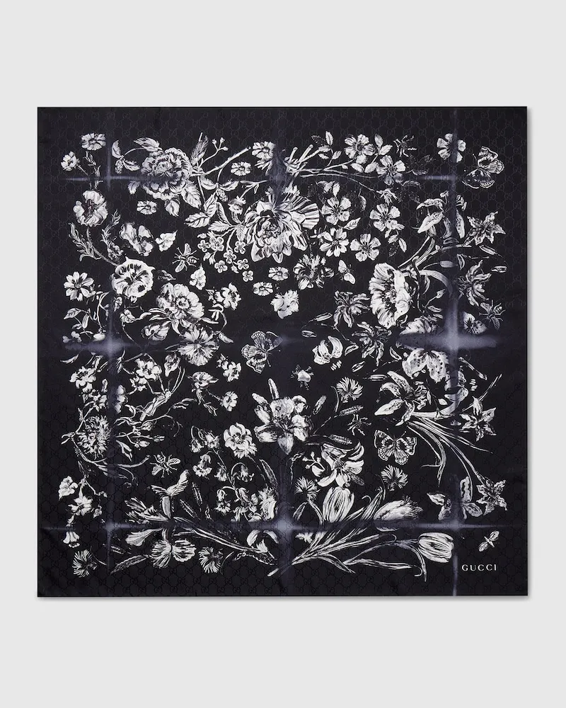 Gucci Carré En Jacquard De Soie À Imprimé Noir