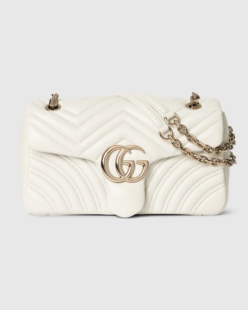 Gucci Mittelgroße GG Marmont Schultertasche Weiß