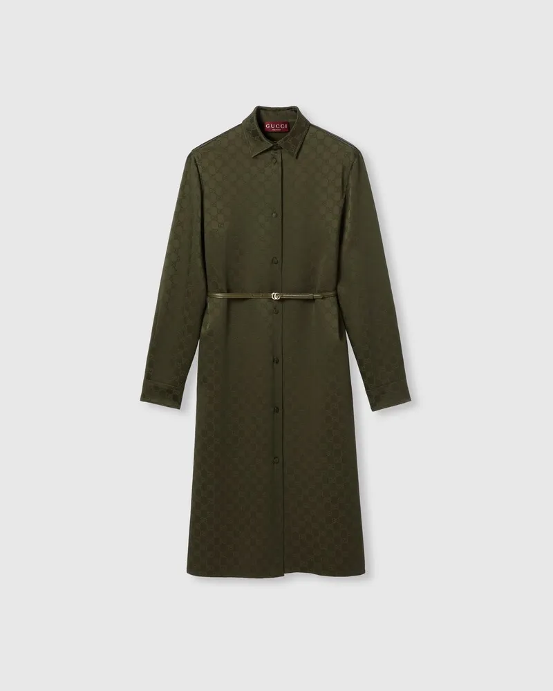 Gucci Robe Chemise En Satin GG, Taille Vert