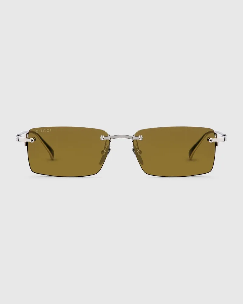 Gucci Sonnenbrille Mit Rechteckigem Rahmen Silver