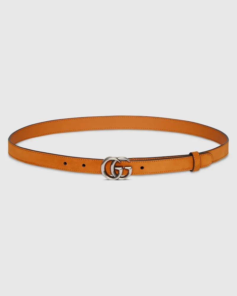 Gucci Schmaler GG Marmont Gürtel, Größe 95 Braun