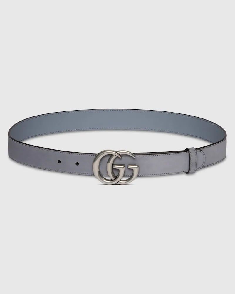 Gucci Schmaler GG Marmont Gürtel, Größe 95 Grau