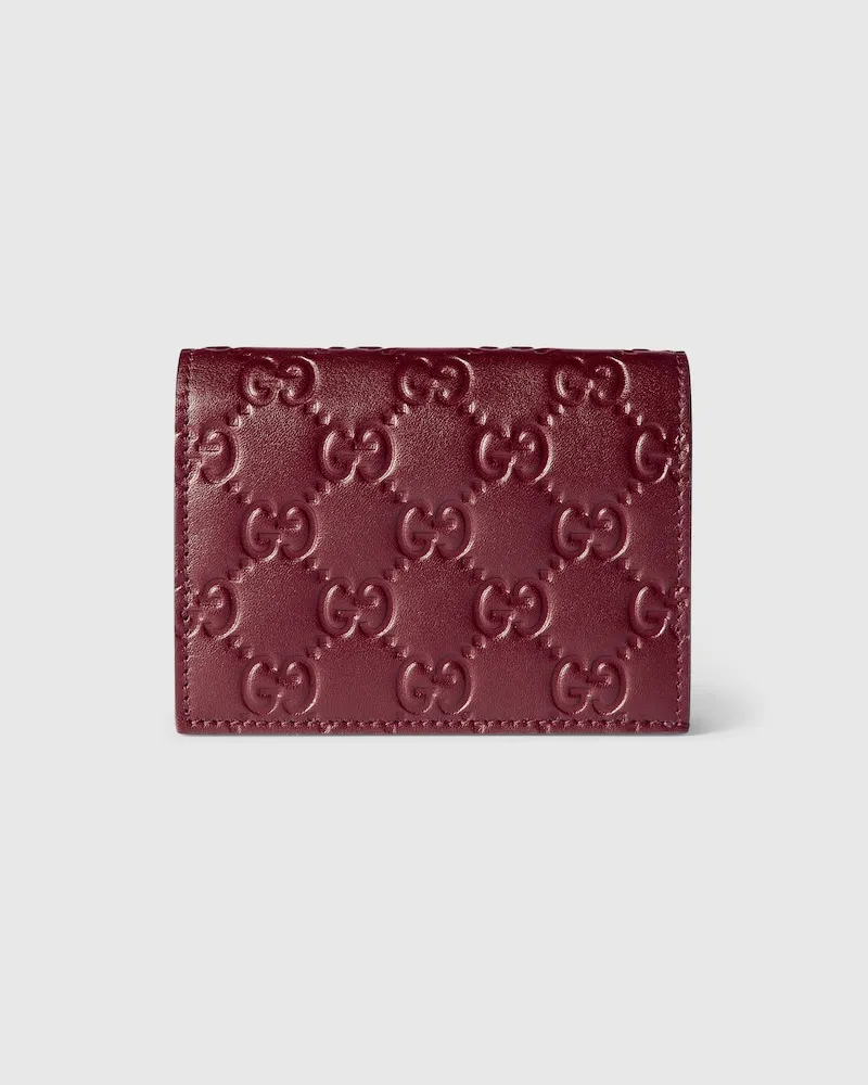Gucci Kleine GG Emblem Brieftasche Bordeauxrot