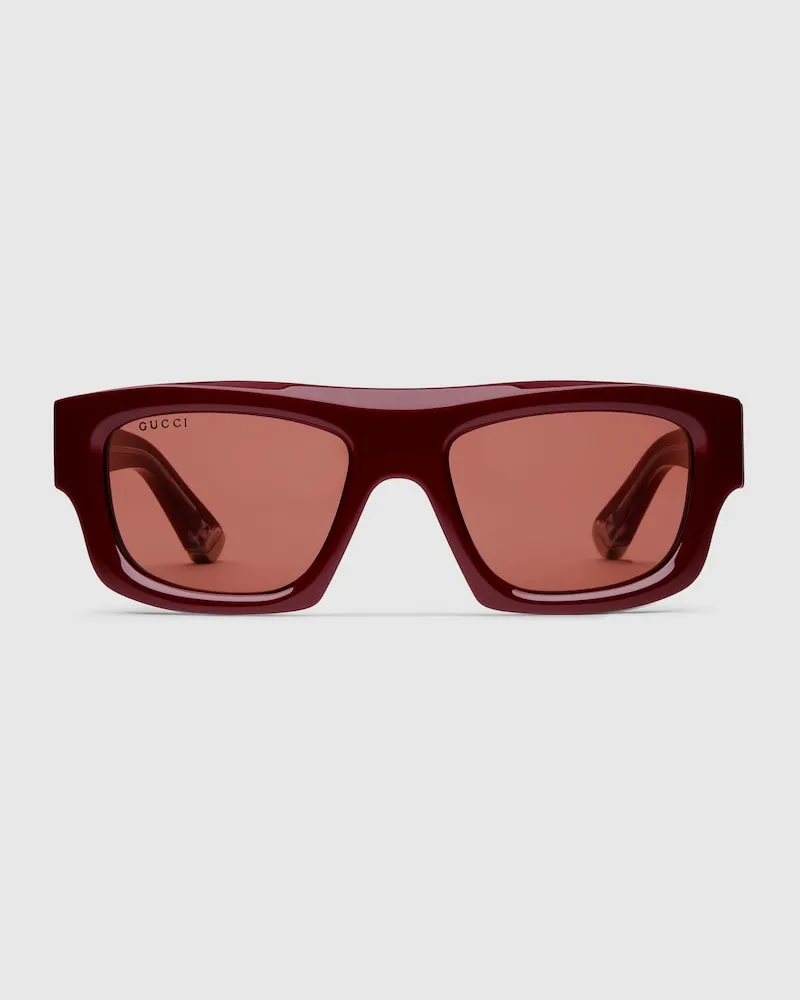Gucci Sonnenbrille Mit Rechteckigem Rahmen Bordeauxrot