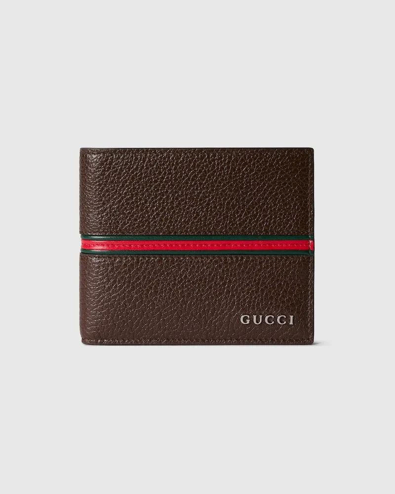 Gucci Faltbrieftasche mit Web Braun