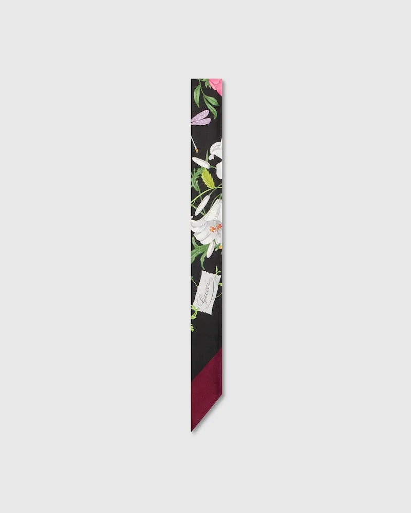 Gucci Band aus Seidentwill mit Print Schwarz