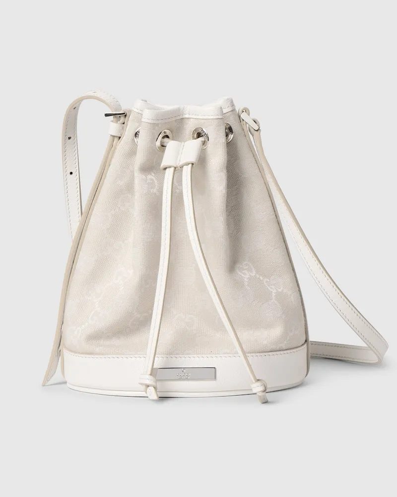 Gucci Mini-Bucket Bag mit Plakette Weiß