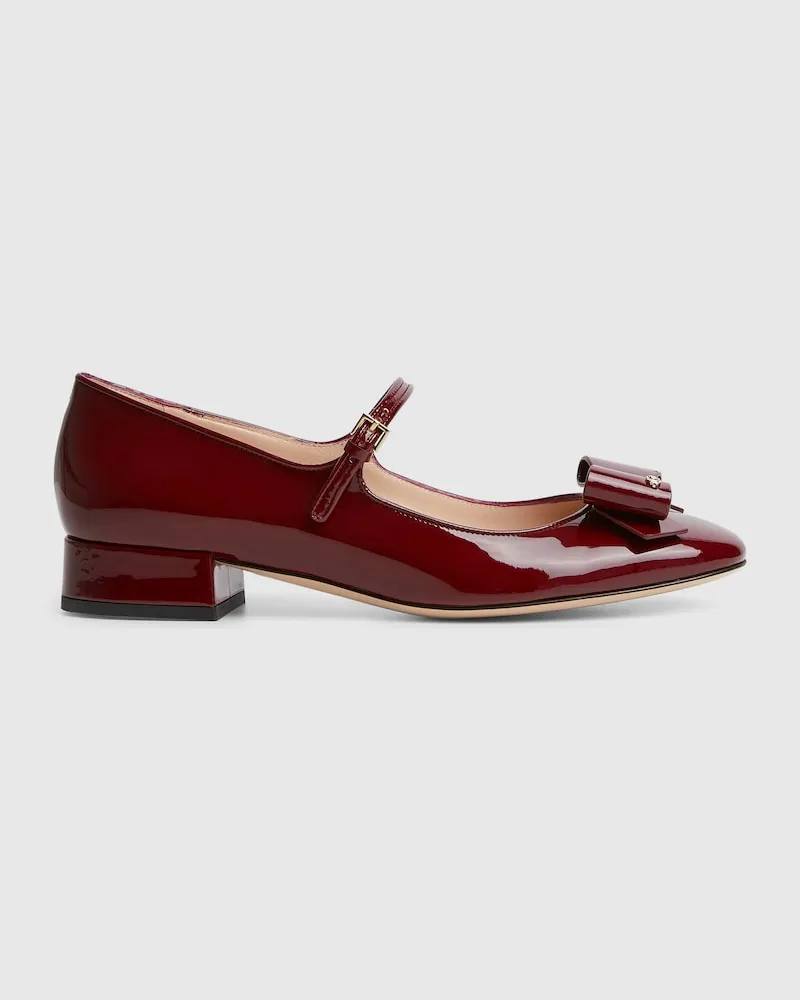 Gucci Damenballerina Mit Schleife, Größe Bordeauxrot