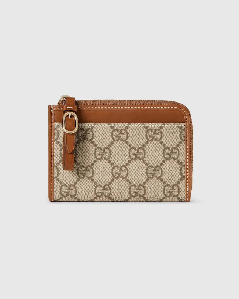 Gucci GG Emblem Kartenetui Mit Reißverschluss Beige