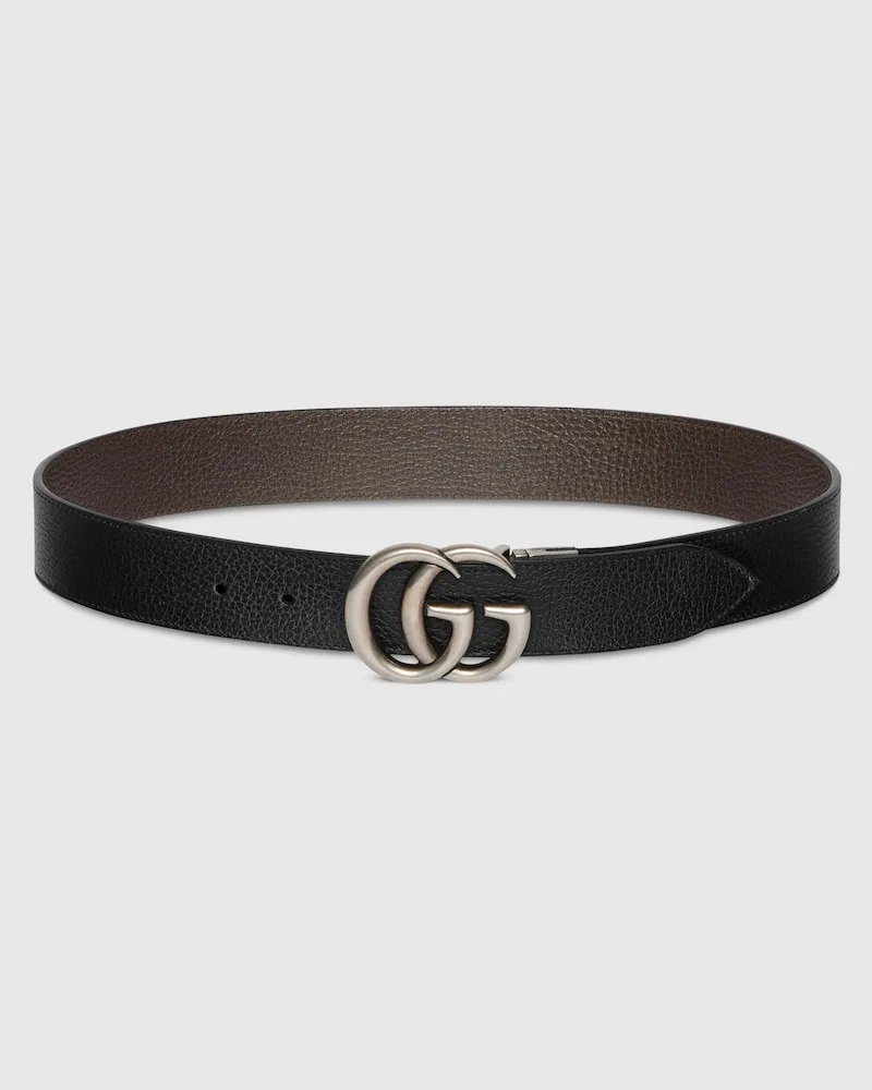 Gucci Wendbarer GG Marmont Gürtel, Größe 95 Schwarz
